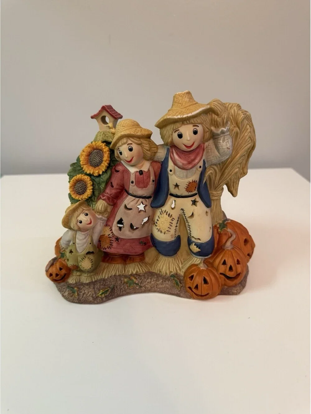 Partylite Scarecrow Tealight Holder #P7323 Pumpkins Halloween Fall Decor EUC